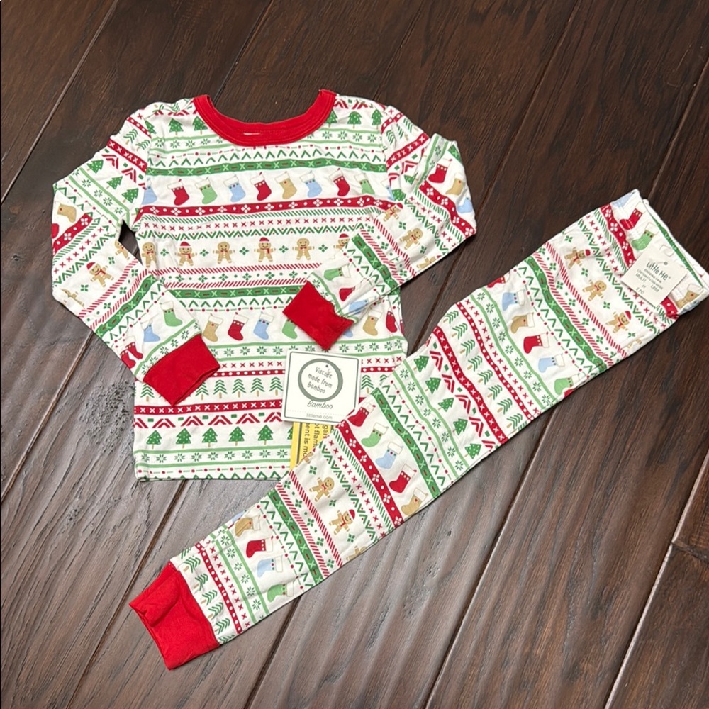 Little Me Red and Green Pajama Sets Festive Holiday Design